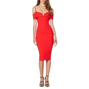Nookie Red Off-Shoulder Midi Dress